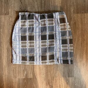 Fashion Nova Checkered Pencil Skirt in Blue, black and White